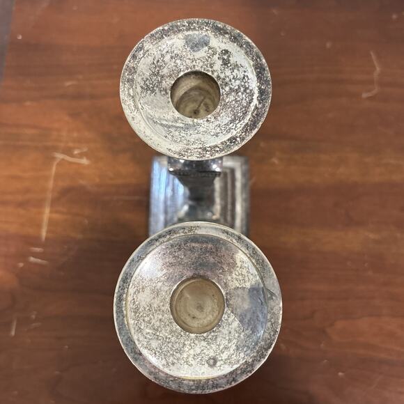 POTTERY BARN Maxfield Hotel Vintage Silver Plated Candle Holders 9.5” - Picture 5 of 8